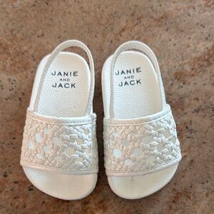 Janie and Jack Woven White Kids Shoes Sandal Slides